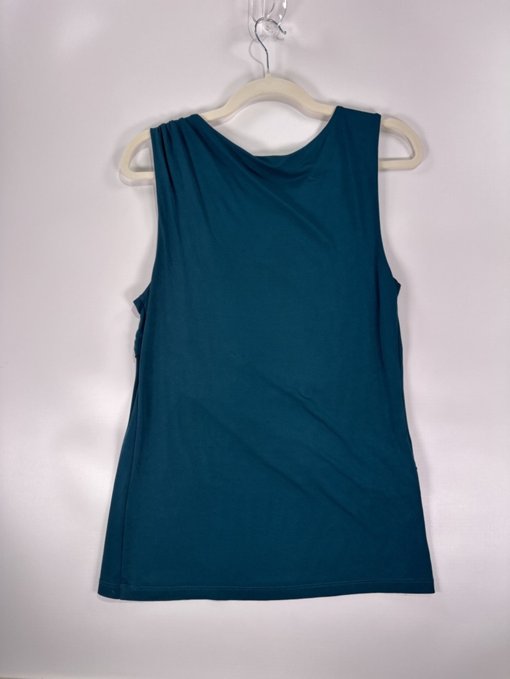 Theory Teal Asymmetrical Draped Tank Top Size Large - Picture 7 of 9